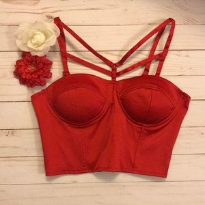 Charlotte Russe red silk crop top